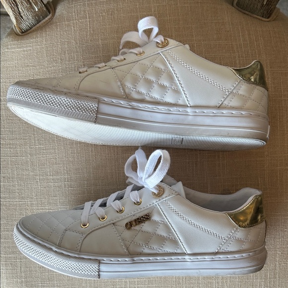 GUESS White & Gold Sneakers - Picture 5 of 13